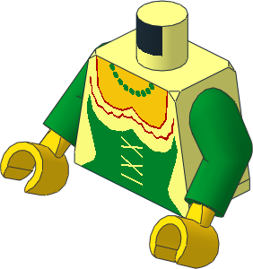 Minifig Torso with Arms and Hands with Green Castle Bodice Pattern