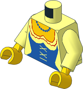 Minifig Torso with Arms and Hands with Blue Castle Bodice Pattern