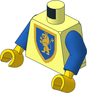 Minifig Torso with Arms and Hands with Lion Gold on Blue Shield Pattern