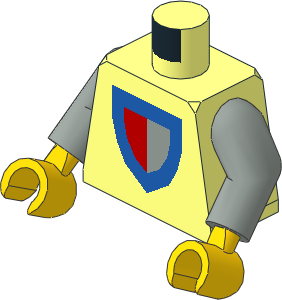 Minifig Torso with Arms and Hands with Castle Red/Grey Pattern