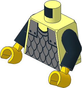Minifig Torso with Black Arms and Hands with Castle Chainmail Pattern