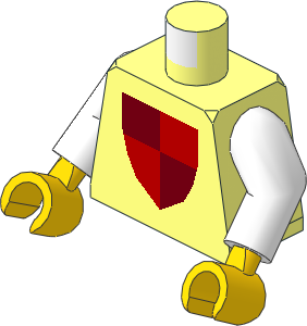 Minifig Torso with Arms and Hands with Maroon/Red Quarters Shield Pattern