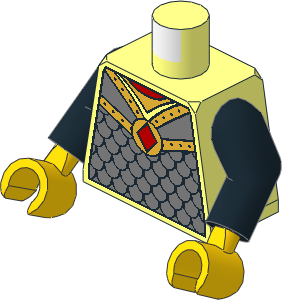 Minifig Torso with Arms and Hands with Scale Mail and Red Diamond Amulet Pattern