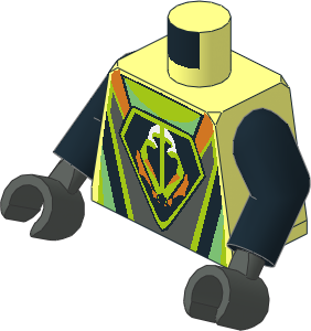 Minifig Torso with Arms and Hands with UFO Alien Triangular Insignia Pattern