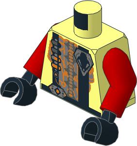 Minifig Torso with Arms and Hands with UFO Alien Orange and Silver Pattern