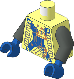 Minifig Torso with Arms and Hands with Insectoids with Blue X under Circuits Pattern