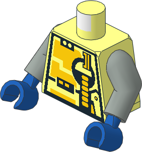 Minifig Torso with Arms and Hands with Unitron Pattern