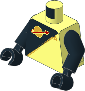 Minifig Torso with Arms and Black Hands with Black Futuron Pattern