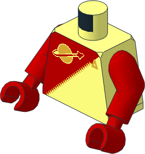Minifig Torso with Arms and Hands with Red Futuron Pattern