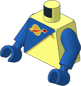 Minifig Torso with Arms and Hands with Blue Futuron Pattern
