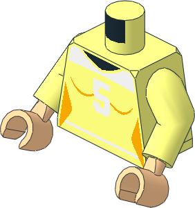 Minifig Torso with Arms and Hands with Female Shirt and White Number 5 Pattern