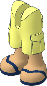 Figure Friends with Cargo Pants with Medium Tan Legs and Dark Blue V-Shaped Straps Sandals Pattern