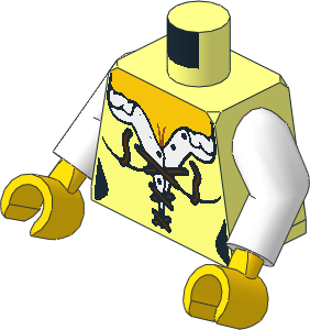 Minifig Torso with Arms and Hands with Female Corset with Reddish Brown Laces Pattern