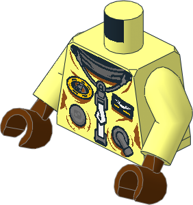 Minifig Torso with Arms and Hands with Spacesuit with Front Strap, Badges and Ports Pattern