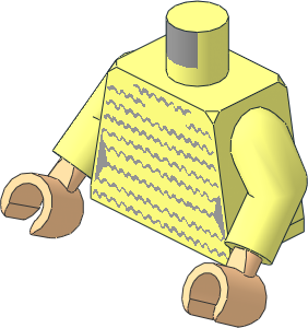 Minifig Torso with Arms and Hands with Dress with Wavy Lines Pattern