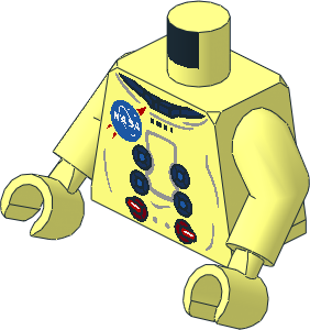 Minifig Torso with Arms and Hands with Space Suit and NASA Logo Pattern