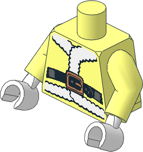 Minifig Torso with Arms and Hands with White Fur Jacket and Black Belt with Metallic Copper Buckle Pattern