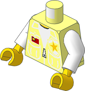 Minifig Torso with Arms and Hands with Vest, Patch Pockets and Police Badge Yellow Star Pattern