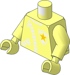 Minifig Torso with Arms and Hands with Zipper Jacket and Police Logo Pattern