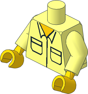 Minifig Torso with Arms and Hands with Plain Shirt with Pockets Pattern