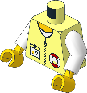Minifig Torso with Arms and Hands with Lifebelt Logo and ID Card Pattern