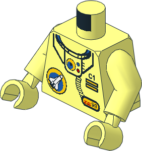 Minifig Torso with Arms and Hands with Space Port Logo, Tube and 'C1' Pattern
