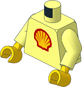 Minifig Torso with Arms and Hands with Shell Logo 1971 Pattern