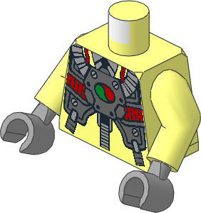 Minifig Torso with Arms and Hands with Business Suit and Tie, Breathing Apparatus and Octan Logo Pattern