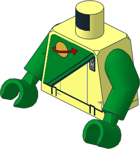 Minifig Torso with Arms and Hands with Green Futuron Pattern