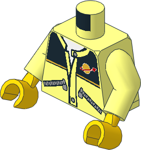 Minifig Torso with Arms and Yellow Hands with Jacket, Zippered Pockets and Classic Space Logo Pattern