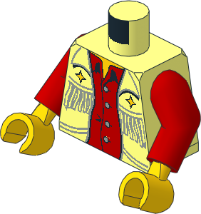 Minifig Torso with Arms and Hands with Red Undershirt and Fringe Pattern