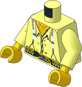Minifig Torso with Arms and Hands with White Braces and Cartridge Belt Pattern