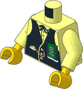 Minifig Torso with Arms and Hands with Gold Fob and 100 Dollar Bills Pattern