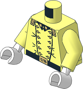 Minifig Torso with Arms and Hands with US Cavalry General Pattern