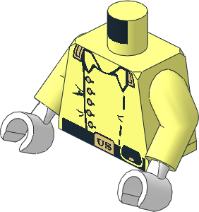 Minifig Torso with Arms and Hands with US Cavalry Officer Pattern