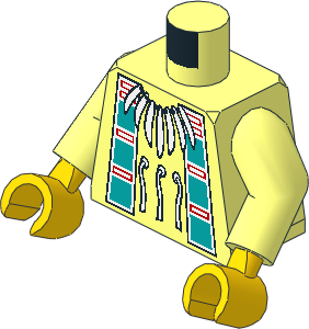 Minifig Torso with Arms and Hands with Buckskin Tunic, American Indian Necklace and Dark Turquoise Squares Pattern