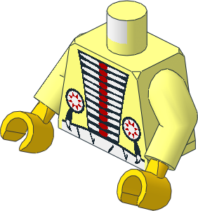 Minifig Torso with Arms and Hands with White/Red Armour and White Belt Pattern