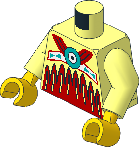 Minifig Torso with Arms and Hands with Red on Bottom and Fringe Pattern
