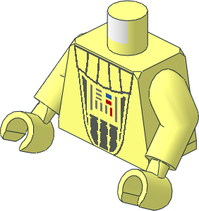 Minifig Torso with Arms and Hands with SW Darth Vader Grey Pattern