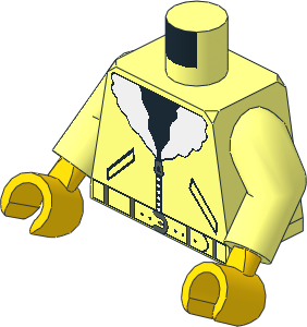 Minifig Torso with Arms and Hands with Bomber Jacket, Belt, Black Shirt Pattern