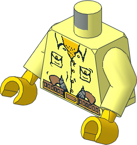Minifig Torso with Arms and Hands with Rumpled Shirt, 2 Revolvers in Belt Pattern