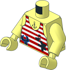 Minifig Torso with Arms and Hands with Tank Top, Stains, Wrench, and Tattoo Pattern