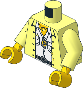 Minifig Torso with Arms and Hands with Jacket, White Shirt, and Necklace Pattern