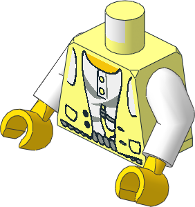 Minifig Torso with Arms and Hands with Vest, Slingshot in Belt Pattern
