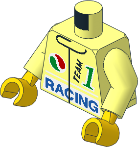 Minifig Torso with Arms and Hands with #1 Racing Pattern