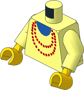 Minifig Torso with Arms and Hands with Red Necklace and Blue Undershirt Pattern