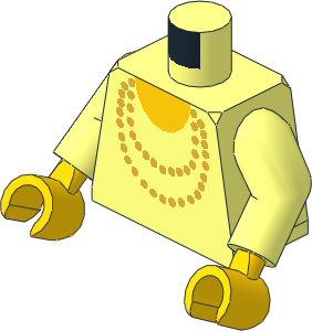 Minifig Torso with Arms and Hands with Gold Necklace and Yellow Undershirt Pattern