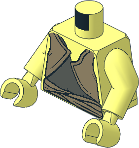 Minifig Torso with Arms and Hands with SW Gungan Dark Grey/Dark Tan Shirts Pattern
