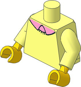 Minifig Torso with Arms and Hands with Crew Neck Sweater with Bright Pink Collar Pattern