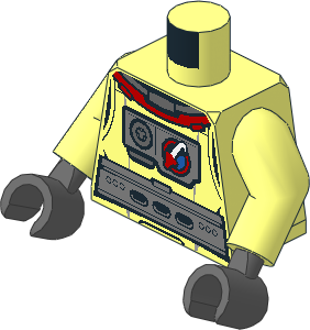 Minifig Torso with Arms and Hands with Spacesuit with Silver Belt and Chest Piece with Space Shuttle Logo on Front and Back Pattern